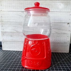 Target Bullseye Gumball Red Glass Candy Jar